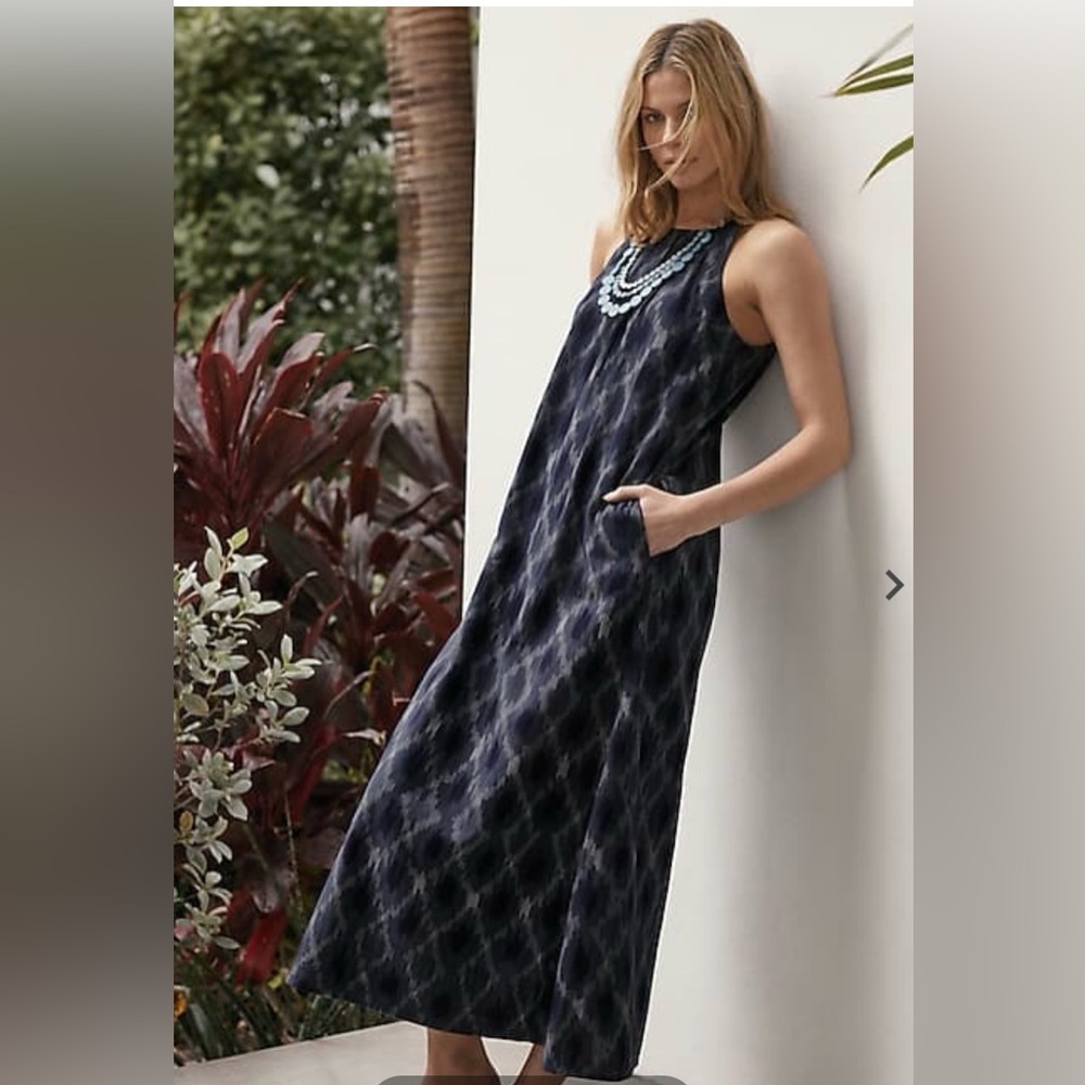 NEW Pure Jill Navy Patterned Midi Dress